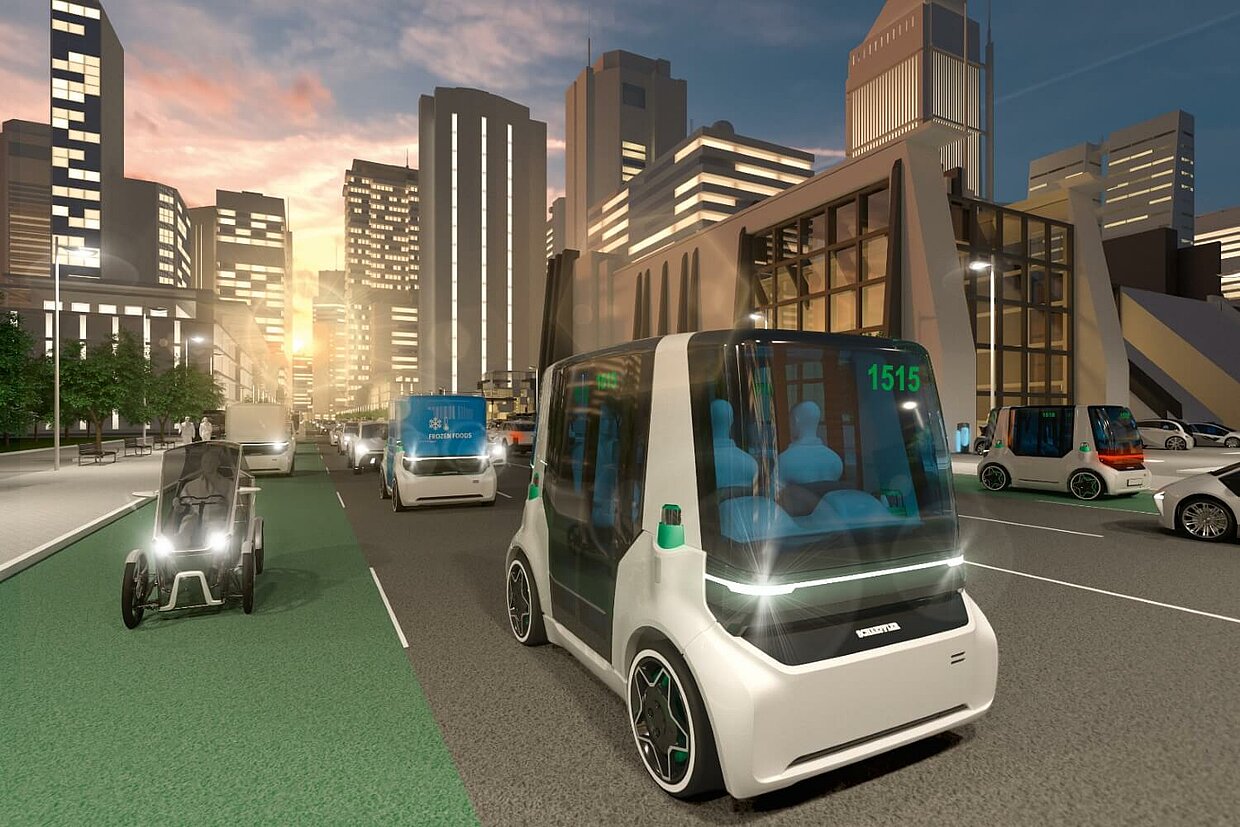 Automatisiertes Fahren Hochautomatisierte Fahrzeuge auf der Straße.